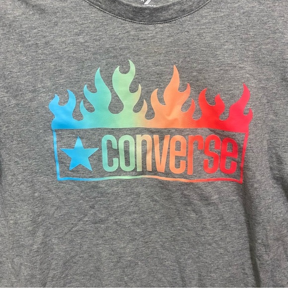 Converse Gray Neon Logo Graphic Short Sleeve T Shirt - Picture 2 of 5